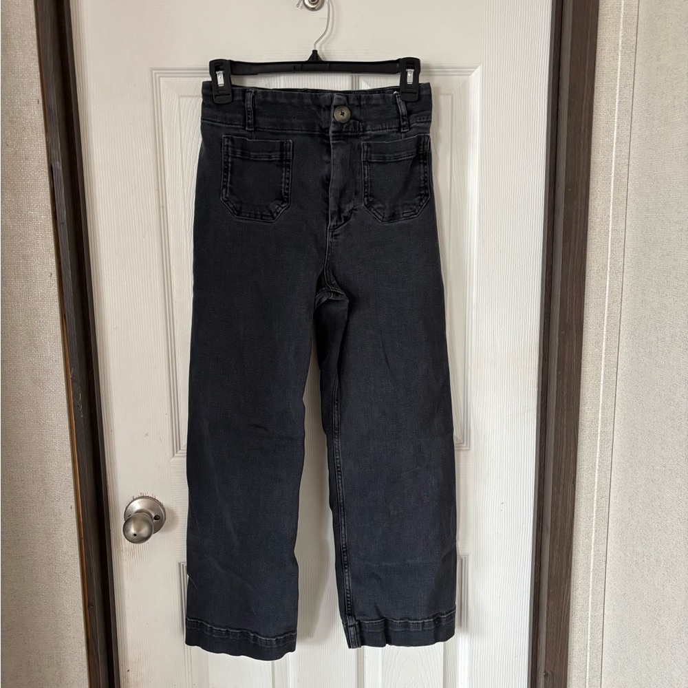 Pilcro Black Cropped Wide-Leg Jeans